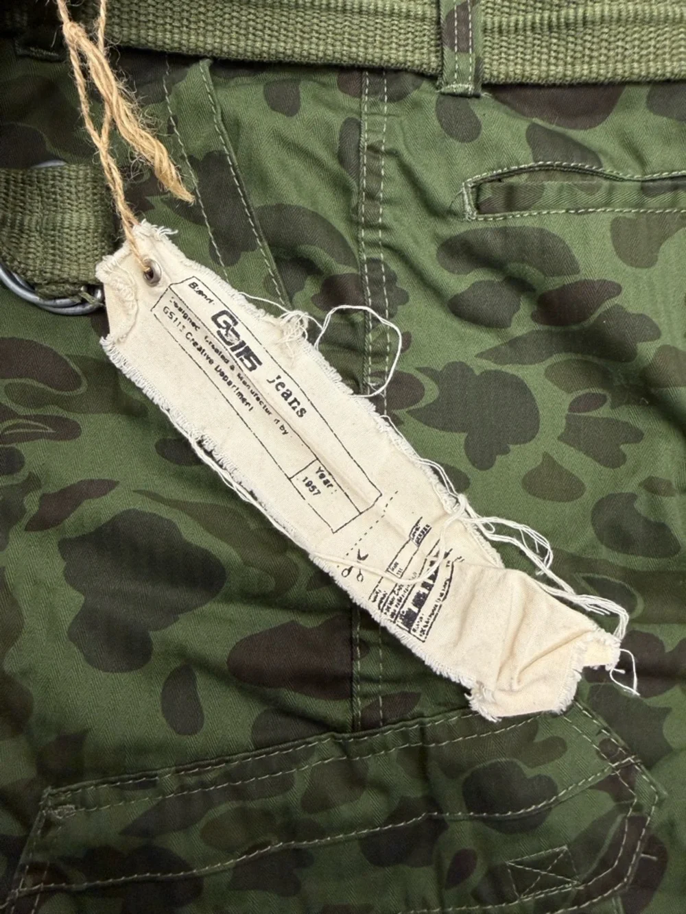 GS115 Men's Camo Cargo Shorts-Olive Green-NWT Size 34 - Picture 10 of 11